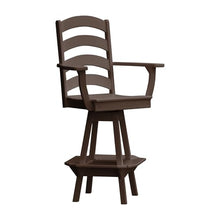 Keystone Amish Co. Ladderback Poly Composite Swivel Bar Chair with arms, Tudor Brown