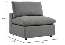 Modway Commix 5-Piece Modern Fabric Patio Sectional Sofa in Charcoal