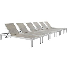 Pemberly Row Modern Aluminum Patio Chaise Lounge Set of 6 Grey