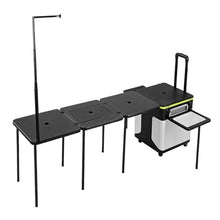 Outdoor Grill Cart Table with Wheels Portable Folding Camp Cook Station with Light Poles for Picnic Party Beach BBQ Cooking Indoor