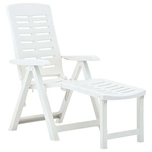 Beach Chair Lounge Chair Cover Sun Lounger Pool Sun Lounger Suitable for Beach Hotel Holiday Folding Sun Lounger Plastic White (White 23.2" x 42.5" x 42.5" (W x D x H))