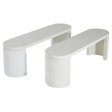 Merax 60" Oval Outdoor Concrete Bench Set of 2, Elegant Modern Aesthetic Dining Bench for Garden Patio Balcony Parks Poolside Pathway, Internal Iron Frame, 2-3 Seater Capacity 600LBS, Terrazzo White