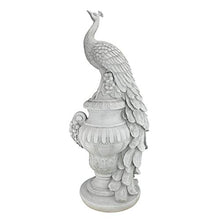 Design Toscano Staverden Castle Peacock on an Urn Garden Statue, 34 Inch Tall, Cast Stone Resin, Antique Stone Finish