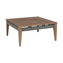 Armen Living Orbit Square Outdoor Patio Coffee Table in Weathered Eucalyptus Wood