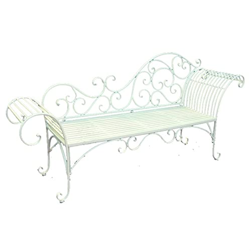 Garden Benches Outdoor Leisure Bench with Backrest and Armrests Exquisite White Garden Bench Patio Balcony Outdoor Wrought Iron Leisure Furniture Bench