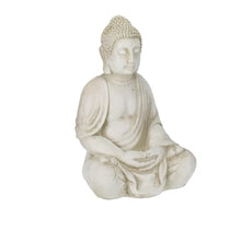Relaxdays Buddha Statue, 70 cm Height, Garden Decoration, Weather and Frost Resistant, Living Room Deco, Cream White