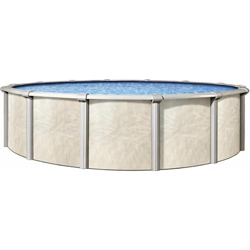 Wilbar Pools 'Forever' 27 ft Round Above Ground Swimming Pool | 54 Inch Resin Protected Steel Sided Walls | Bundle Includes: 25 Gauge Overlap Liner & Widemouth Skimmer