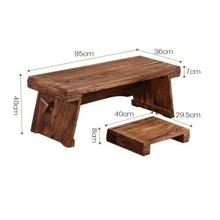 HASMI Living Room Table Old Style Low Table Chinese Style Bench, Tea Table Balcony Windowsill Cocktail Table Wooden Furniture Outdoor Side Table (Size : Natural Color)