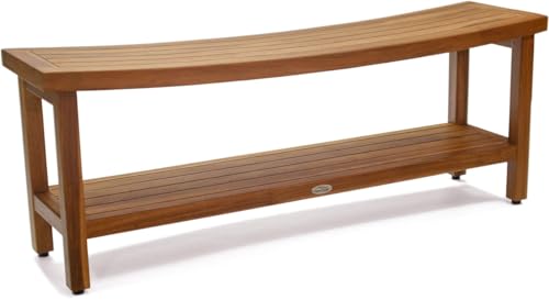 AquaTeak Patented 48" Sumba Estate Teak Shower Bench with Shelf