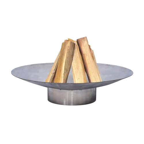 Heavy-Duty Fire Pit, Steel Fire Bowl, Stainless Steel Round Patio Outdoor FirePit, Large Fireplaces for Outside Backyard Deck Party Bonfire BBQ Firepit(Silver,70CM/27.56IN)