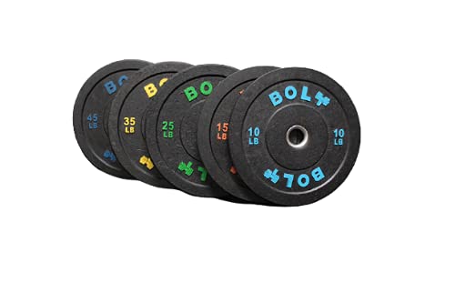 Bolt Fitness Supply Olympic Crumb Bumper Plate Set 260 Lb - Black Blue Green Yellow Orange