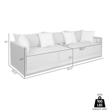 Armen Living Artesia Outdoor Patio Sofa in Teak Wood and Black Rope with Dark Gray Olefin Cushions