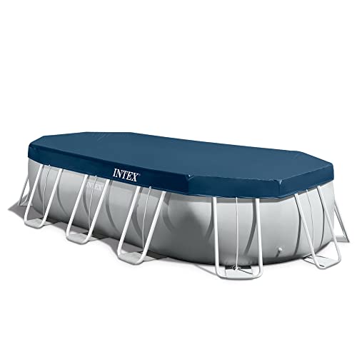 Intex Oval Above Ground Swimming Pool Set Gray Blue