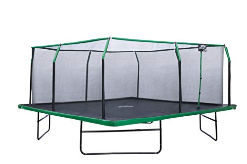 Upper Bounce 16x16 FT Square Trampoline Set with Enclosure Black/Green