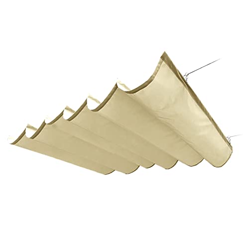 Waterproof Wave Sail,Retractable Wave Shade Sails,U Shape Sunblock Shade Cloth,90% Awning Cover,Wave Sun Shade Net,with Accessories,for Courtyard,Garden,Patio,Color:White (1.2x9m/3.9x29.5ft)