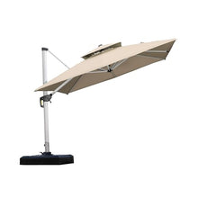 PURPLE LEAF Cantilever Outdoor Umbrella 9' x 9' Square Double Top, Beige