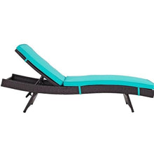 Pemberly Row Modern Rattan Patio Chaise Lounge Set of 4, 17-37.5 in H x 27.5 in W x 78.5 in D, Powder-Coated Aluminum Frame, Espresso and Turquoise Finish, UV and Water-Resistant Outdoor Reclining