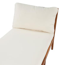 Christopher Knight Home Joan Acacia Wood Chaise Lounge Chair Outdoor With Water Resistant Cushion, Outdoor Recliner Chair With Hand-Woven Backrest, Pool Lounger For Patio Poolside Backyard, Teak+Cream