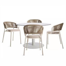 KPHYMOD 5 Piece Outdoor Patio Chairs Set with Imitation Marble Table, Patio Dining Set for Deck Beach Yard