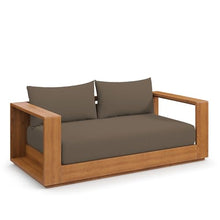 Modway Tahoe Acacia Wood Outdoor Patio Loveseat in Natural Cocoa with Weather-Resistant Cushions - Ideal as a Patio Couch, Outdoor Sofa, or Wood Couch