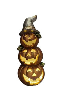 SODEF Stacking Lighted Halloween Pumpkin Set Decorative Polyester Figures for Indoor Outdoor Decor - Multicolor