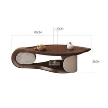 Hhaoran-9863 Side End Table Leaf-Shaped Minimalist Coffee Table Modern Asymmetrical Design in Walnut Wood for Stylish Living Rooms Accent Coffee Table for Living Room Bedroom Office