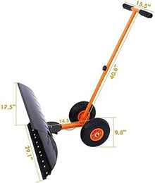 Snow Plow Snow Removal Shovel,Efficient Snow Shovel with Wheels Heavy Duty Metal Rolling Snow Pusher Efficient Snow Removal Tool for Driveway Doorway