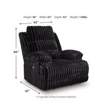 Becca Zero Wall Power Recliner Chair w USB, Pillow Arms, Black Corduroy