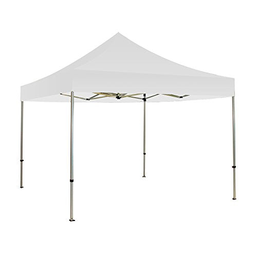 BannerBuzz Blank Canopy Tent with Carry Bag, Graphic with Hardware, 420 Denier Oxford Polyester Fabric, Pop Aluminum Frame for Easy Installation, Velcro Topper Attachment (20' x 10', White)