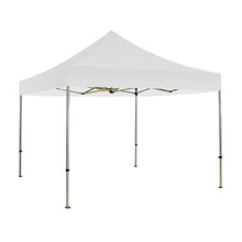 BannerBuzz Blank Canopy Tent with Carry Bag, Graphic with Hardware, 420 Denier Oxford Polyester Fabric, Pop Aluminum Frame for Easy Installation, Velcro Topper Attachment (20' x 10', White)
