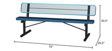 COATEDOUTDOORFURNITURE Bench, Light Blue, Expanded, 6Ft, with Back
