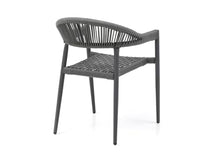 Whiteline Modern Living Leyla Indoor/Outdoor Dining Armchair, Aluminium in Gray, 6mm oifen Rope seat and Back in Gray, Stackable (Set of 4)