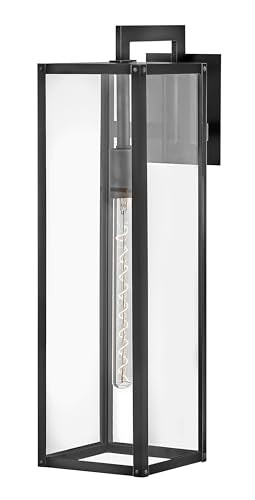 Hinkley Max Large Outdoor Wall Mount Lantern w/Lumiglo Bulb, Black Finish