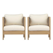 Christopher Knight Home Dalba Acacia Wood Lounge Chair Outdoor Set of 2 with Removable Cushion, Patio Accent Chair with Woven Rope Accents, Patio Furniture Set Sofa Chair, Light Teak+Cream