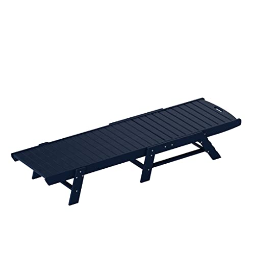 WestinTrends Malibu Poly Reclining Outdoor Patio Chaise Lounge Chair Set Navy Blue