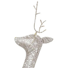 Xolmizyn 6 Piece Christmas Reindeer Set, Lighted Gold Fabric Deer Decorations for Indoor Outdoor Holiday Yard Decor, Warm White LED Christmas Ornaments with USB Plug