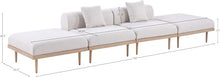 Meridian Furniture 55036Beige-S4C Laguna Collection Modern | Contemporary Outdoor Patio 4Pc. Modular Sofa, Teak Finish Aluminum, Waterproof Olefin Fabric, 142" W x 35.5" D x 28.5" H, Beige