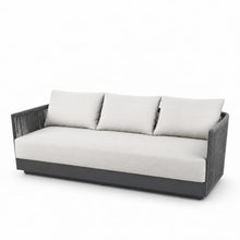 Outdoor Couch Elementi Capri Patio Sofa, 3 Seat Outdoor Furniture Sofa with Aluminum Rope Frame and Sunbrella Canvas Granite 5402 Cushions, Dark Gray, 88 x 29.9 x 25.6 in
