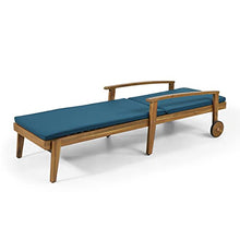 Christopher Knight Home Jason Outdoor Chaise Lounge with Water Resistant Cushion - Acacia Wood - Teak/Blue (Set of 2)