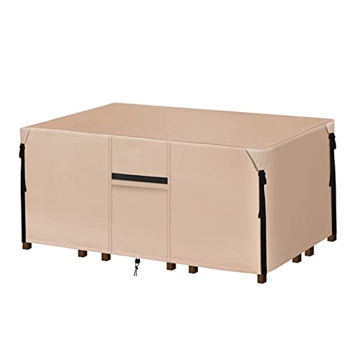 Water Patio Table Cover, Heavy Duty 600D Canvas Patio Furniture Covers for Outdoor Dining Table and s (136x74x28 in,Khaki)