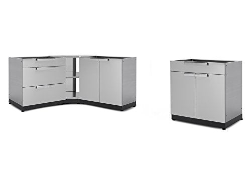 NewAge Products Classic Series 4PC Stainless Steel Modular Outdoor Kitchen Set - 24" D x 112" W x 35.5" H