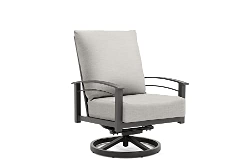 Winston Stanford Cushion High Back Swivel Rocker Lounge Chair Weathered Teak
