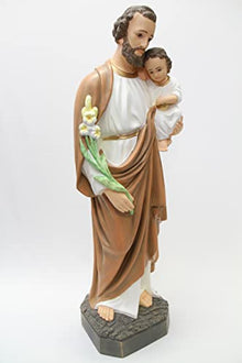 Vittoria Collection 38 Inch Saint St Joseph with Infant Jesus Italian Statue Sculpture Figurine Indoor Outdoor Garden Made in Italy