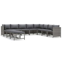 GFMGUEMV 11 Piece Patio Lounge Set with Cushions Poly Rattan Gray