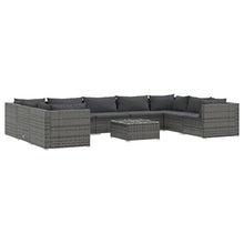 VIHHQGC Grey PE Rattan Large Modular Garden Lounge Set with 9 Seats, Durable Outdoor Furniture and Comfortable Cushions for Patio, Modern Design with Easy Maintenance