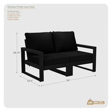 WestinTrends Montara Outdoor HDPE All-Weather Modern Patio Loveseat with Waterproof Cushions, Black