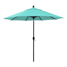 California Umbrella 12-Year-Non-Fading, 9Ft Premium Sunbrella Patio Umbrella, Hand-Crank, Button-Tilt, Black Frame, Aruba Fabric
