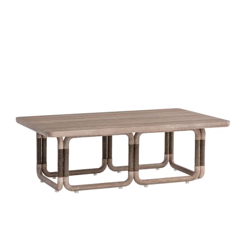 Baja Rectangular Outdoor Coffee Table in Eucalyptus and Brown Rope