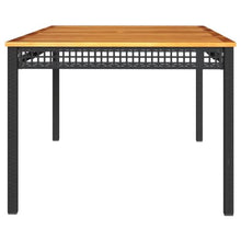 AMBERARD Garden Table Black and Brown,Solid Acacia Wood Top Outdoor Dining Table with Robust Steel Frame for Garden, Terrace, or Balcony Patio Tables