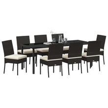 LKJephalotrope 9-Piece Patio Dining Set, Black Rattan Outdoor Table and 8 Chairs, Powder-Coated Steel Frame Garden Furniture Set for Backyard and Deck, 8-Person Capacity